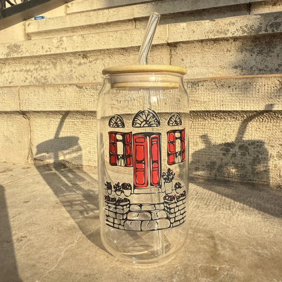 Glass Jar - Red Windows