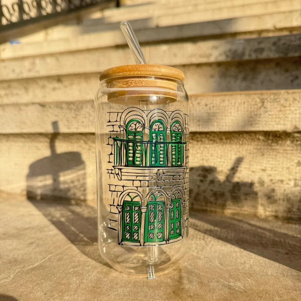Glass Jar - Green Windows