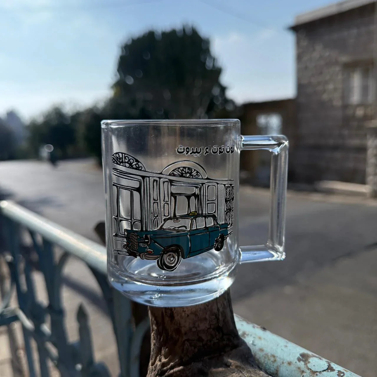 Glass Mug - Blue Car Beirut