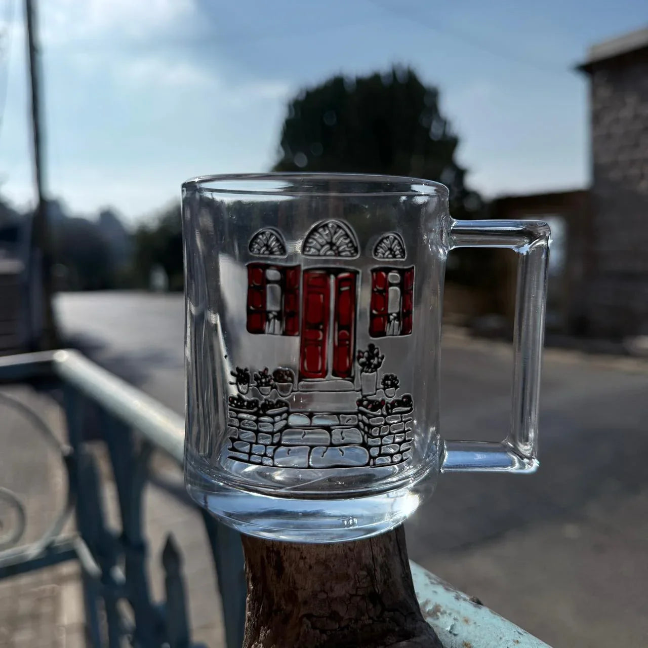 Glass Mug - Red Windows