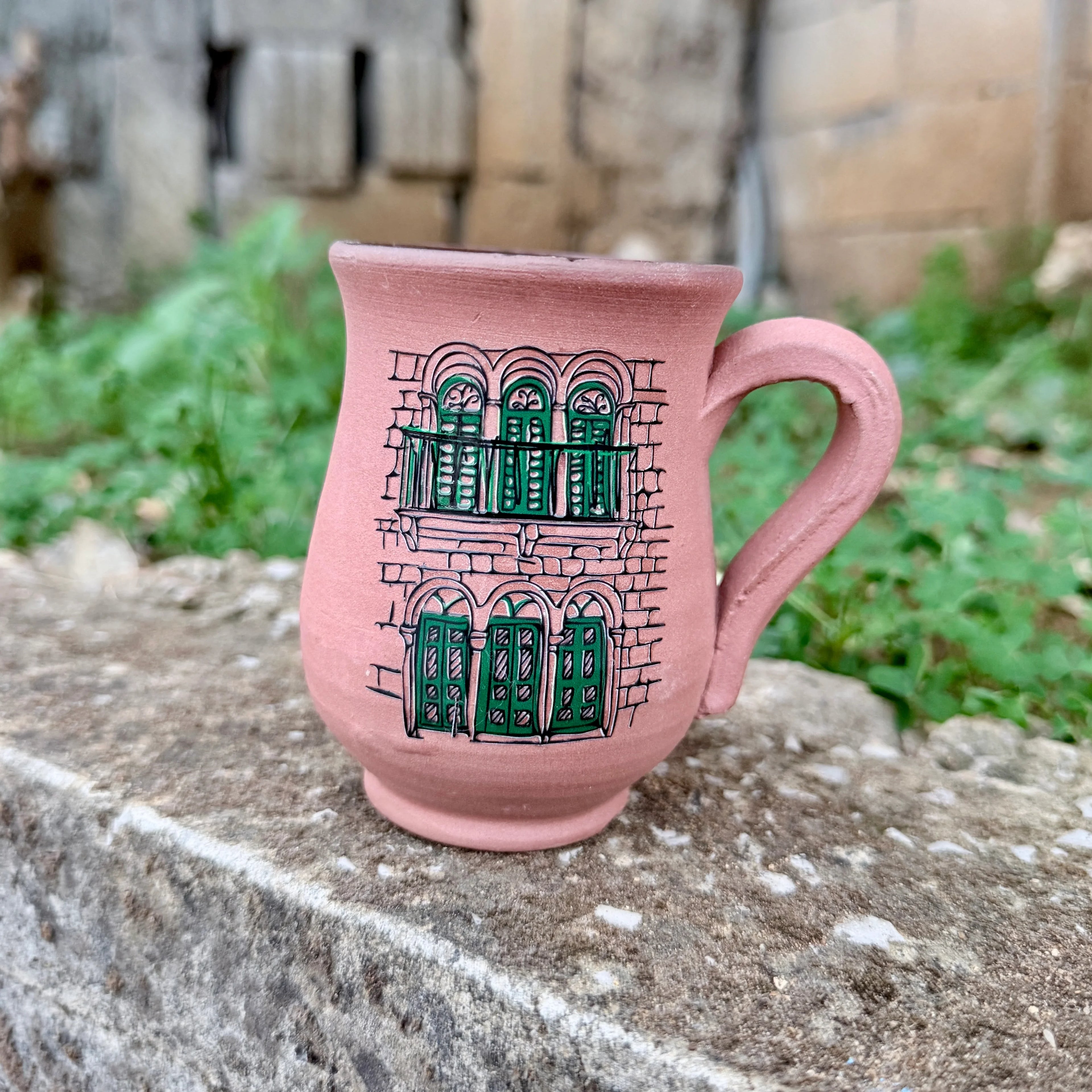 Clay Mug - Green Windows